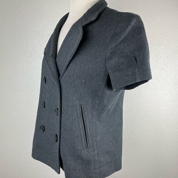 Gap Gray Double Breasted Short Sleeve Jacket Size M EUC - Picture 3 of 6